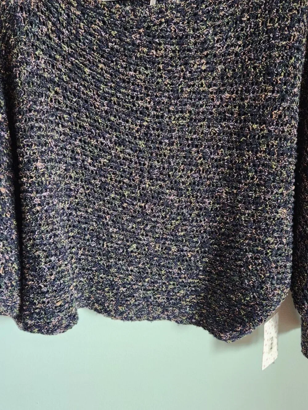 Free People Sweater Medium Women's Black Multi Confetti Knitted Pullover NEW - Picture 3 of 7